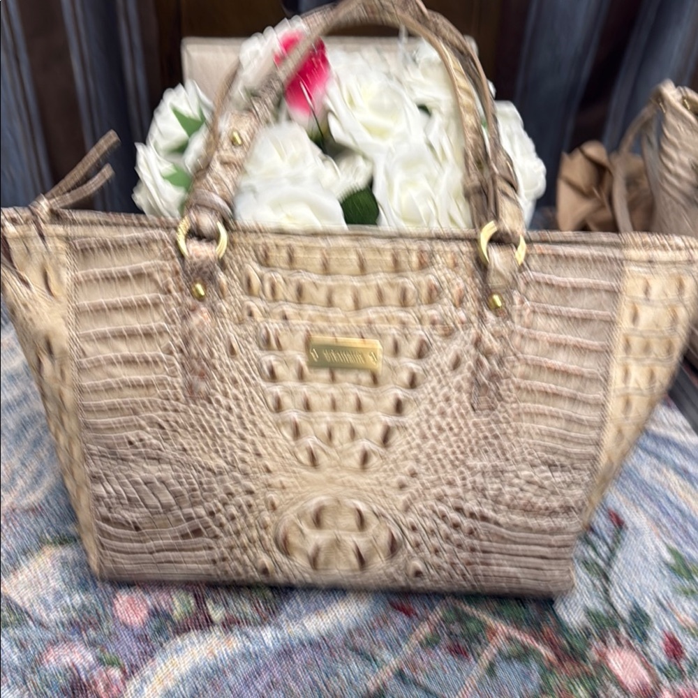 Brahmin Tan Crocodile-Embossed Tote Willing To Trade For another Brahmim